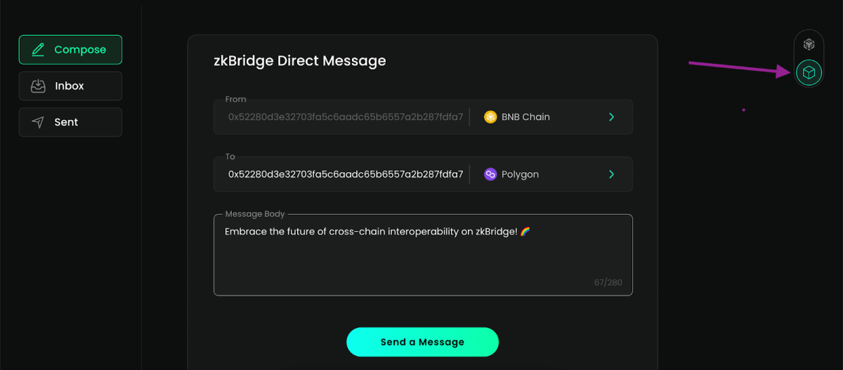 Sending Direct Messages to the Polygon network. Source: zkbridge.com