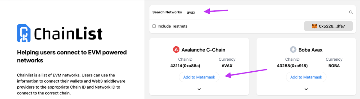 How to add networks. ChainList.org