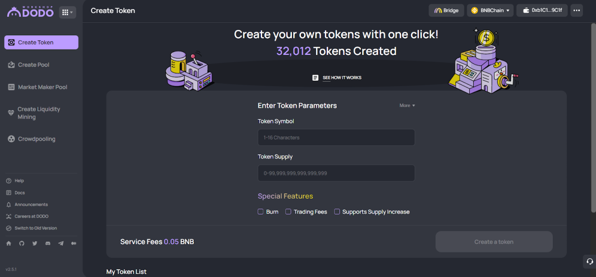 Creating your own token on Dodo