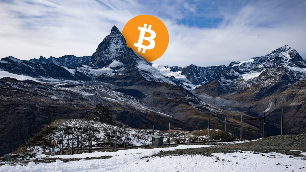 Bitcoin peeking out from behind the Swiss mountain. Source - Kraken
