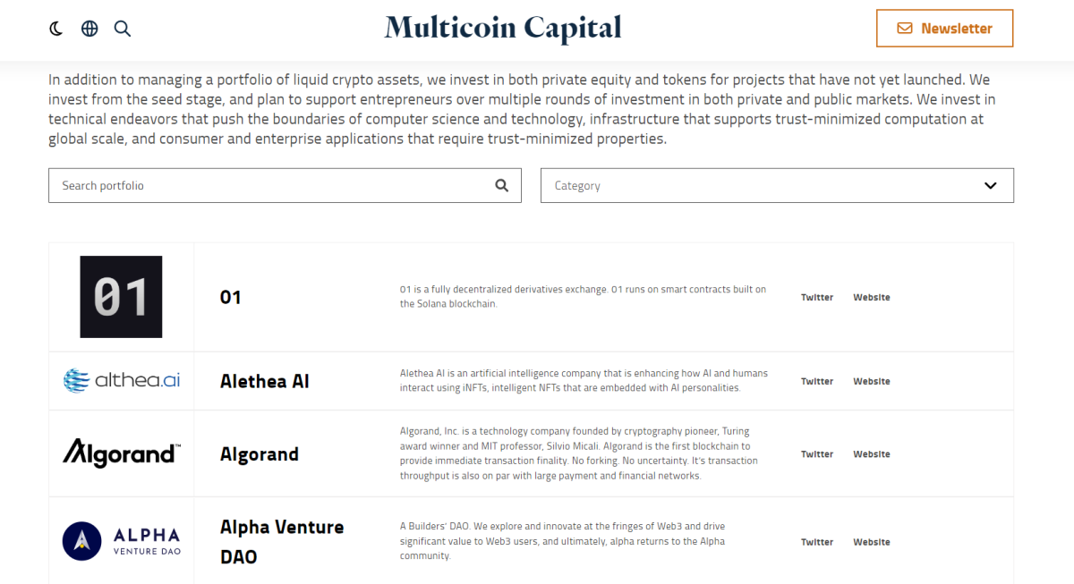 Multicoin Capital Portfolio